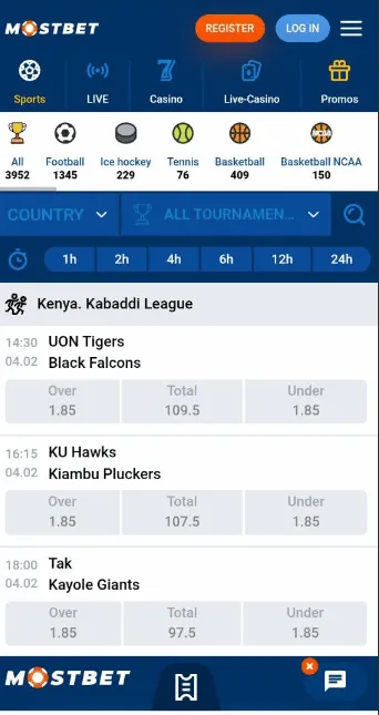 Mostbet kabaddi betting